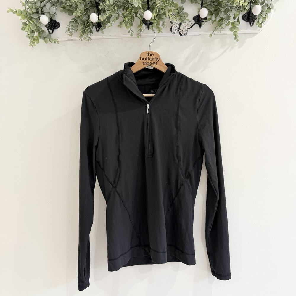 Women’s Nils Black Half Zip Pullover Baselayer Top Thumbsholes Small MM5653